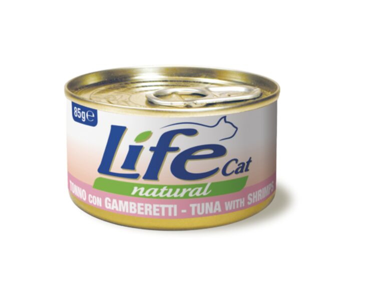 LIFE CAT TUNA WITH SHRIMPS 85g - konservi kaķiem ar tunci un garnelēm
