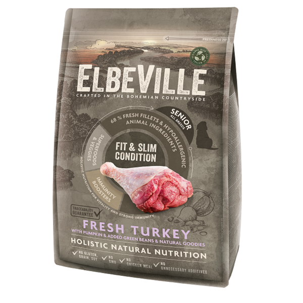 ELBEVILLE Senior All Breeds Fresh Turkey Fit and Slim Condition 4 kg