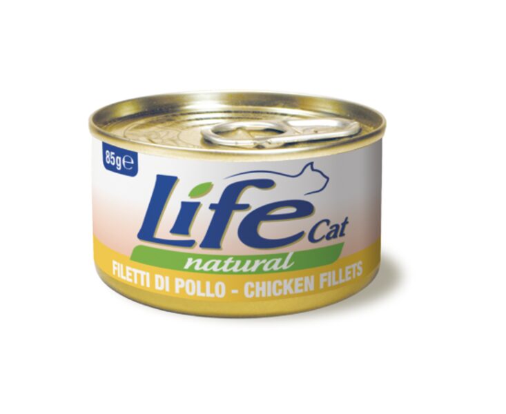 LIFE CAT CHICKEN FILLETS 85G - konservi kaķiem ar vistas fileju