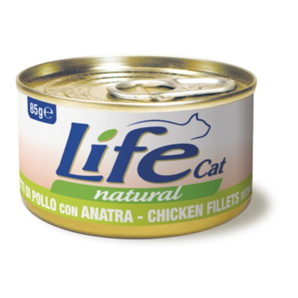 LIFE CAT CHICKEN WITH DUCK 85G - konservi kaķiem ar vistas un pīles gaļu