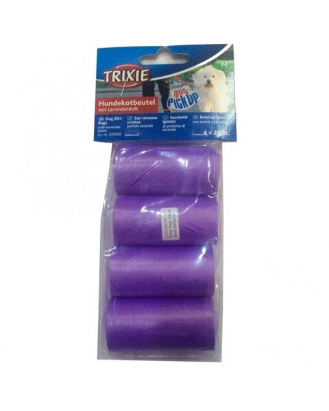  Trixie Dog Pick Up dog dirt bags with lavender scent, M, 4 rolls of 20 pcs, lilac