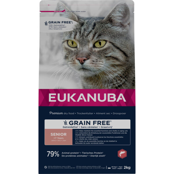 Eukanuba CAT Senior GRAIN FREE Salmon 10KG - bezgraudu sausā barība kaķiem senioriem 