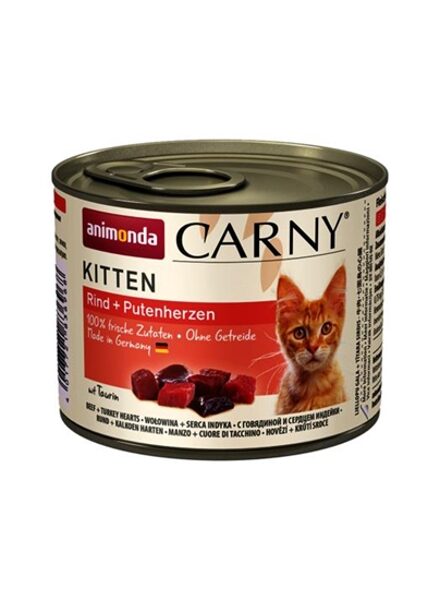 Animonda Carny Kitten 200 g (liellops, tītara sirds) - konservēta barība kaķēniem 