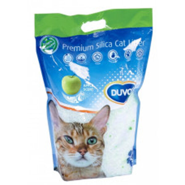 Duvo Plus Silica Cat Litter Apple Scent, 5L - silikona pakaiši ar ābola aromātu