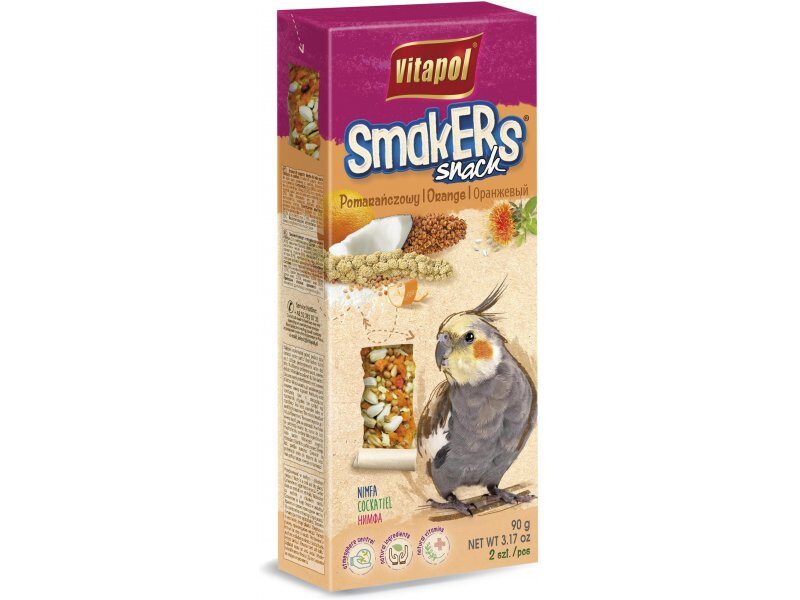 Vitapol Smakers  for cockatiel orange 2pcs 90g - nūjiņas ar apelsīnu vidējiem papagaiļiem