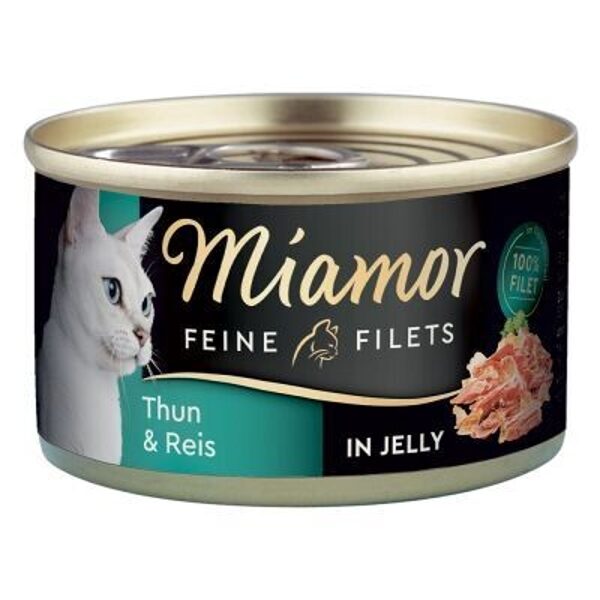 Miamor Feine Fillets Thun & Reis  in Jelly 100g  - konservi kaķiem ar tunci un rīsiem želejā