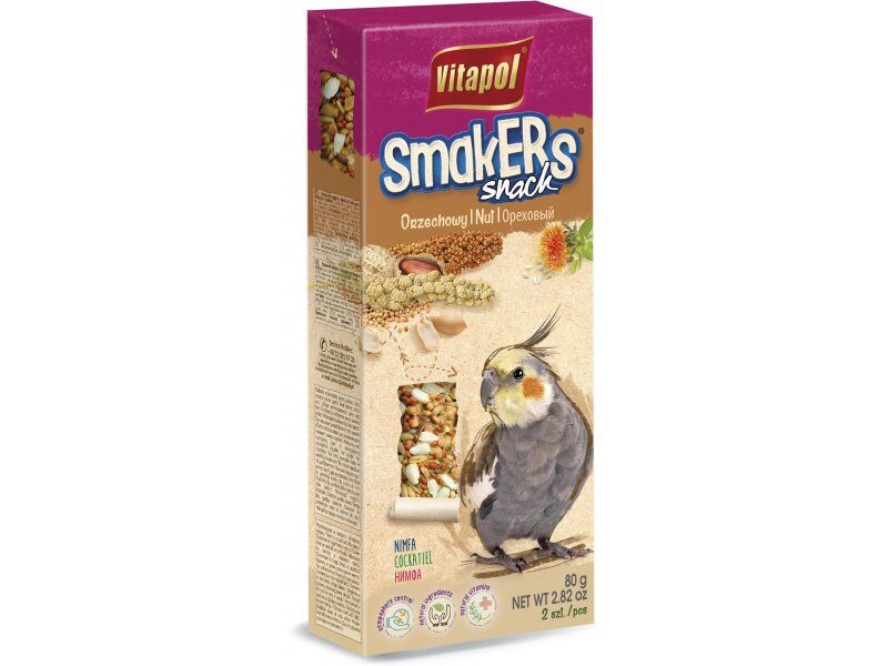 Vitapol Smakers nut for cockatiel 2pcs 90g - Nūjiņas ar riekstiem vidējiem papagaiļiem.