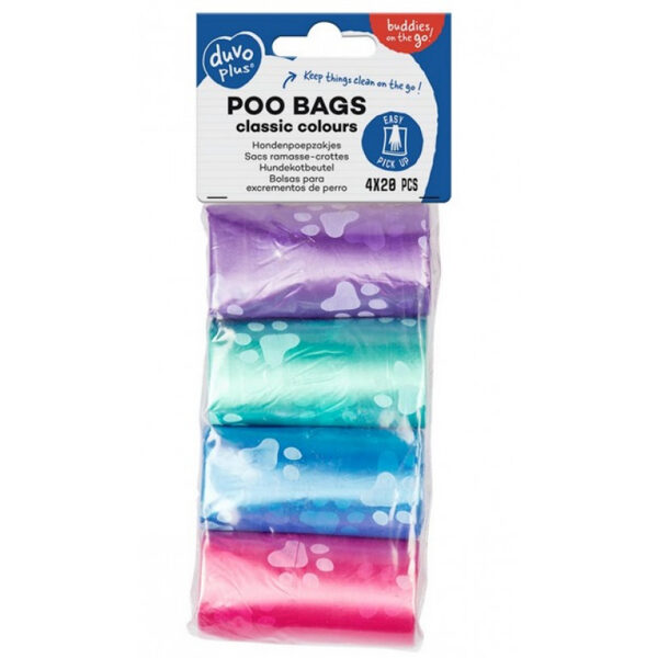 Duvo Plus Poo Bags Paw, 4*20gb - maisiņi ekskrementu savākšanai