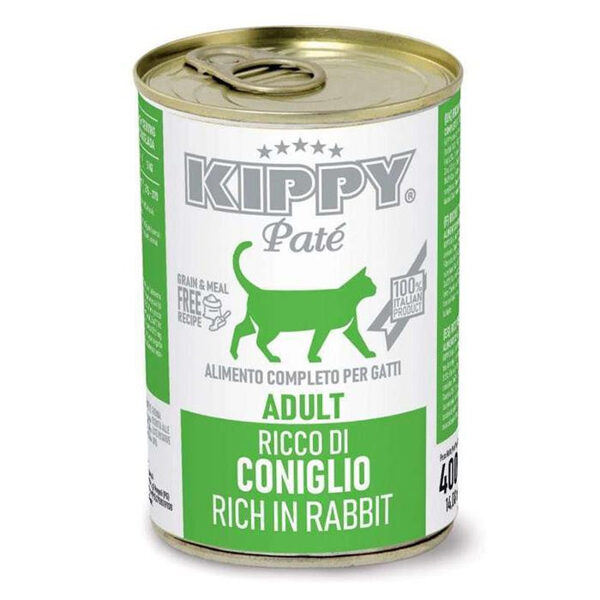 Kippy Pate Cat Rabbit 400g - mitrā barība ar trusi visu šķirņu pieaugušiem kaķiem (pastēte)