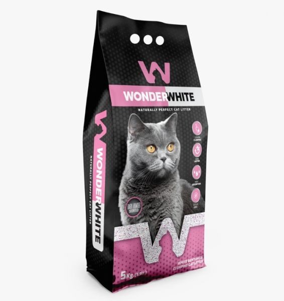 Wonder White Baby Powder Clumping Cat Litter  5,9L/ 5kg - cementējošās smiltis kaķu tualetēm ar bērnu pūderi