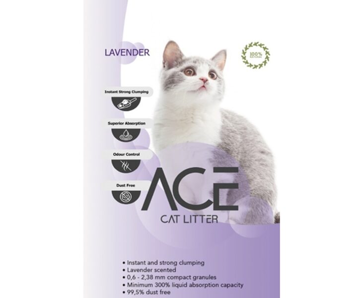 ACE Lavender CAT LITTER 10 L - cementējošās smiltis kaķu tualetei ar lavandu