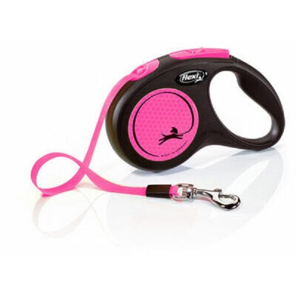 Pavada suņiem - Trixie Flexi New NEON, tape leash, S: 5 m, neon pink, up to 15kg