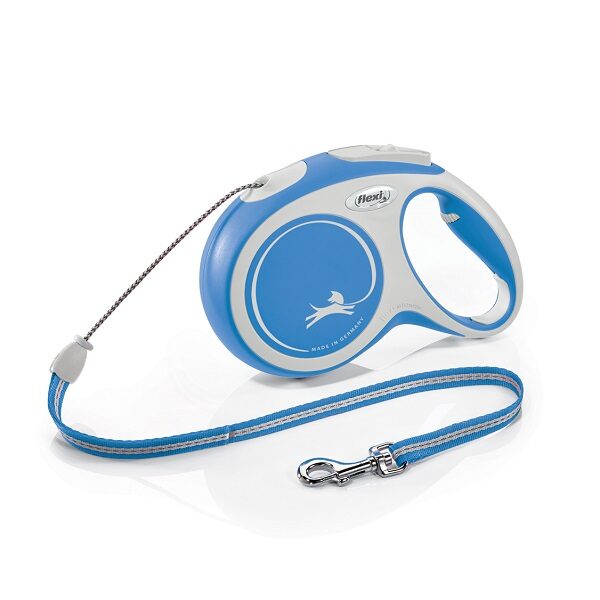 Trixie Flexi New COMFORT, cord leash, M: 8 m, blue, up to 20kg
