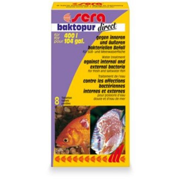 Sera Baktopur direct, 8 tab - средство против тяжелых бактериальных инфекций в пресноводных и морских аквариумах