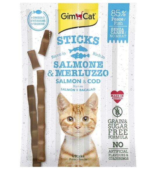  GIM Cat Sticks Salmon&Cod ar lasi un foreli 4 gab. (20g) -  лакомство
