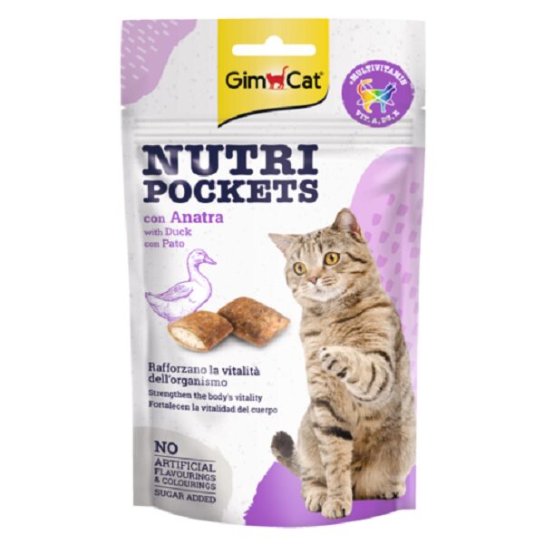 Papildbarība kaķiem - GIMBORN Nutri Pockets with Duck, 60gr