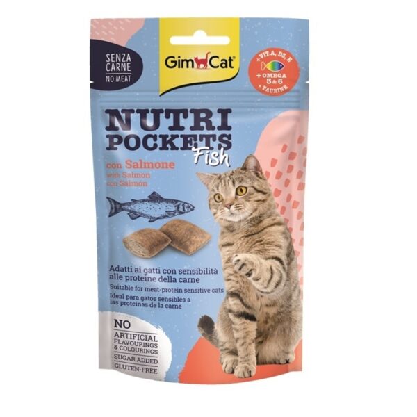 Gimborn Nutri Pockets with Fish and Salmon 60g - gardums kaķim ar zivīm un lasi