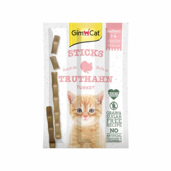 Gimcat Kitten Stick Turkey&Calcium 3gab. - Лакомство для котят