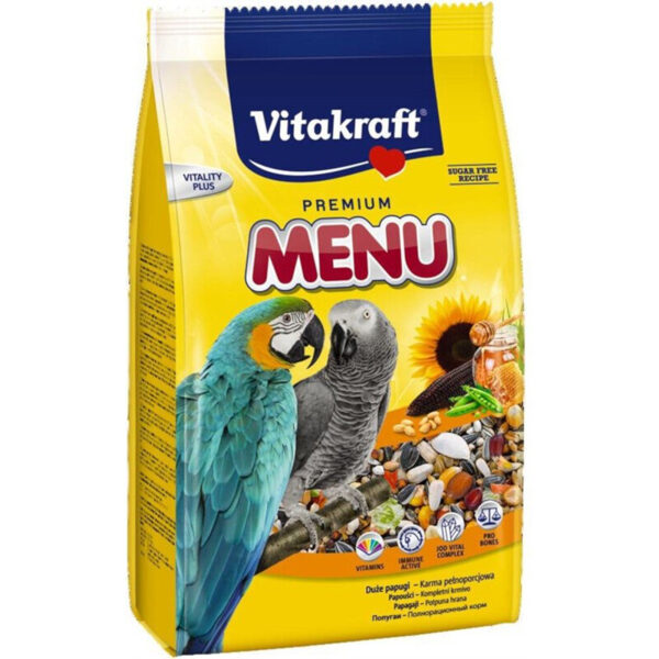 Vitakraft Premium Menu 1kg - barība lielajiem papagaiļiem ar augļu garšu
