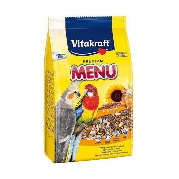  Vitakraft Premium Menu 1kg - barība vidēja izmēra papagaiļiem ar medus garšu