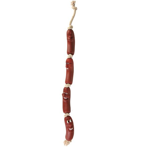 Rotaļlieta suņiem - Trixie Snack-toy Sausage chain of 4 with sound 75cm