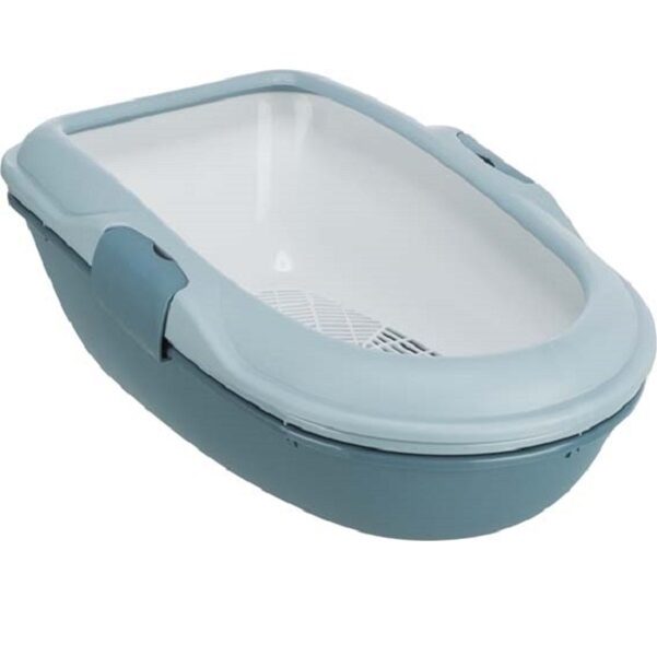 Kaķu tualete - Trixie Berto cat litter tray, with rim, separating system, 39 × 22 × 59 cm, light blue/petrol/white