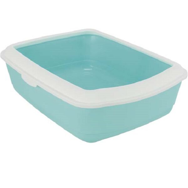 Kaķu tualete - Trixie Classic cat litter tray, with rim, 37 × 15 × 47 cm, mint/white