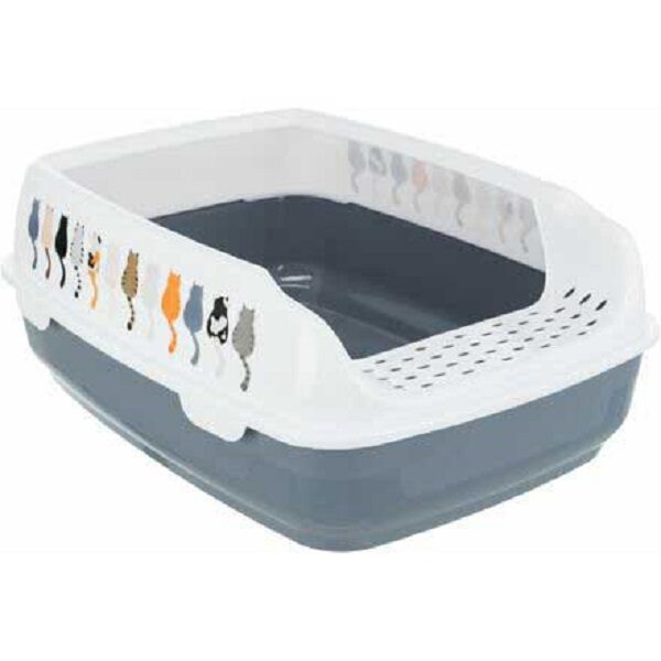 Kaķu tualete - Trixie Delio cat litter tray, with rim, 35 × 20 × 48 cm, grey/white