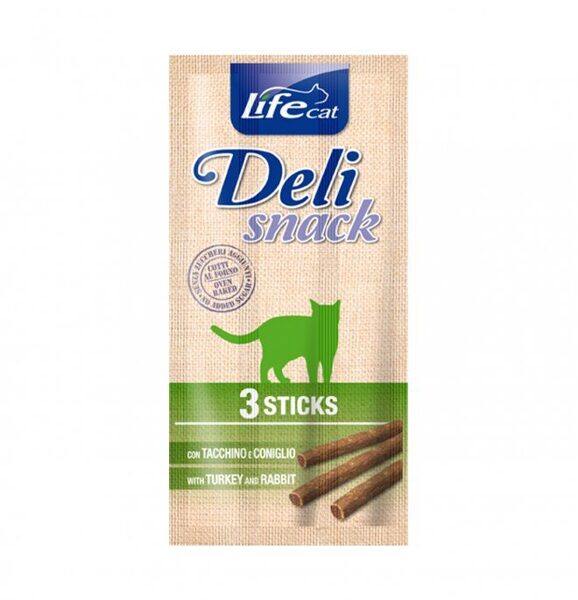 Gardums kaķiem Life Cat Deli Snack Sticks 3 gb x 5 g (trusis, tītars)