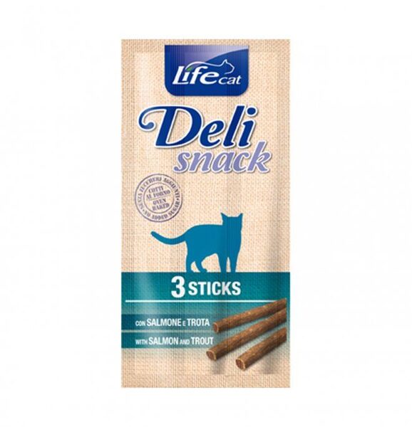 Gardums kaķiem Life Cat Deli Snack Sticks 3 gb x 5 g (Lasis, Forele)