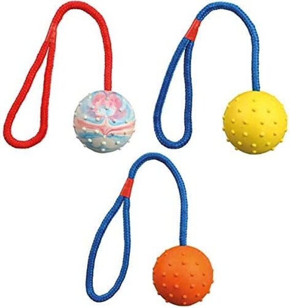 Rotaļlieta suņiem - Trixie Ball on a rope, natural rubber, ø 7/30 cm (dažādas krāsas)