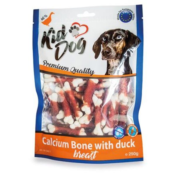 KIDDOG Calcium Bone with duck 250g - kalcija kauliņi ar pīli