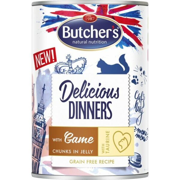 Butchers CAT Delicious Dinners with game chunks in Jelly 400g