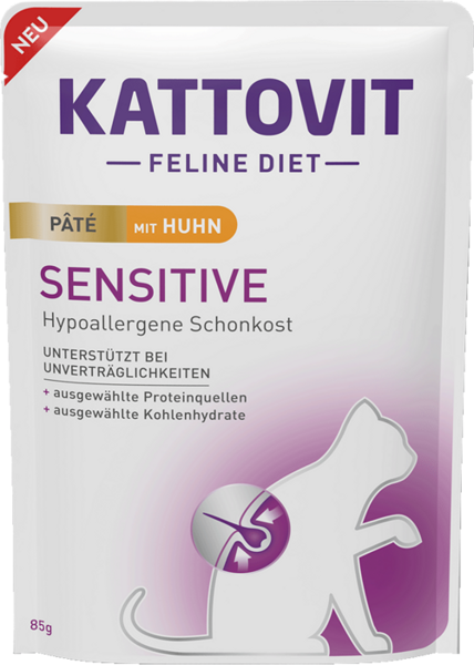 KATTOVIT Sensitive Pate Huhn 85g - Pastēte kaķiem ar vistu