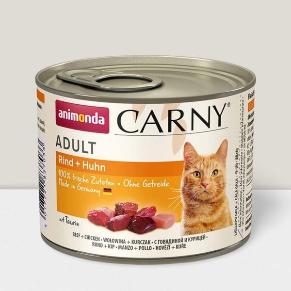 Animonda Carny Adult RIND & HUHN, 200g - konservi kaķiem ar vistu un  liellopu 