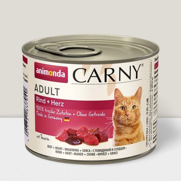 Animonda Carny Adult ar liellopa gaļu un sirsniņām, 200g - konservi kaķiem 