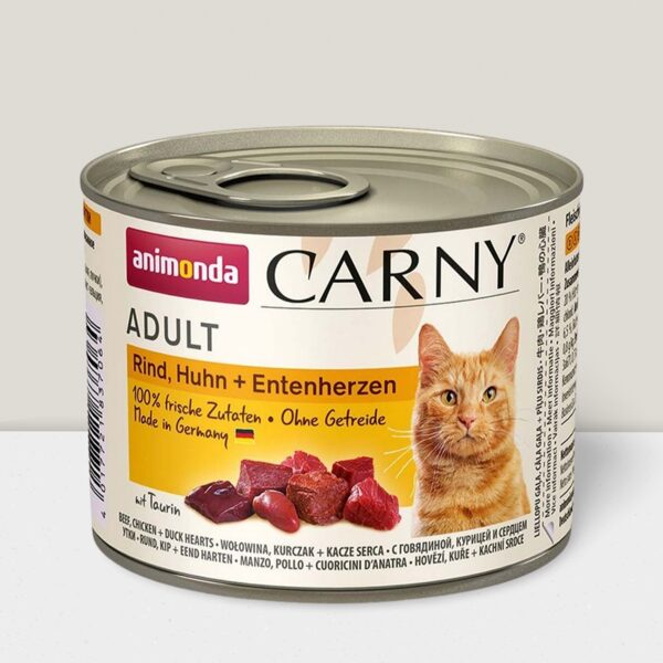 Animonda Carny Adult konservi kaķiem Liellops, cālis, pīles sirdis 200g