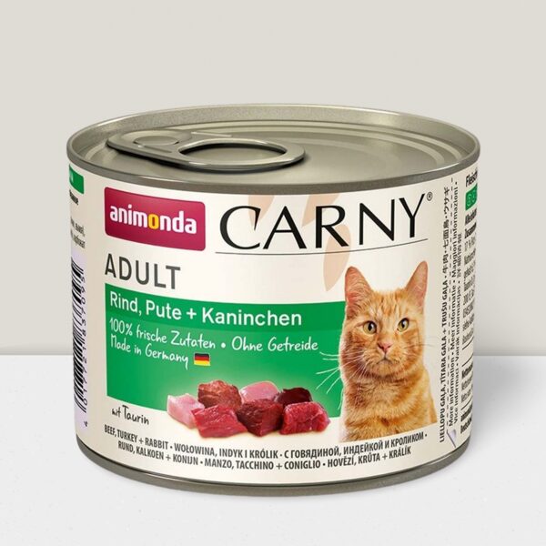 Animonda Carny Adult (liellops, tītars, trusis), 200g - konservi kaķiem 