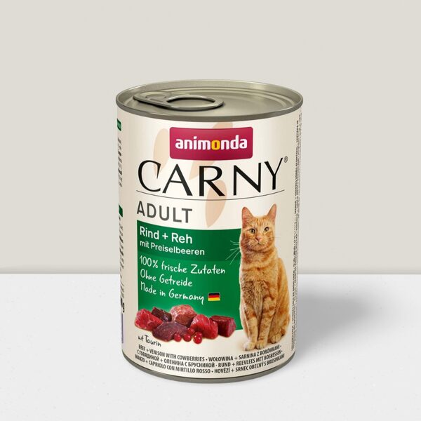Animonda Carny Adult 400g (liellops, briedis, dzērvenes) - konservi kaķiem 