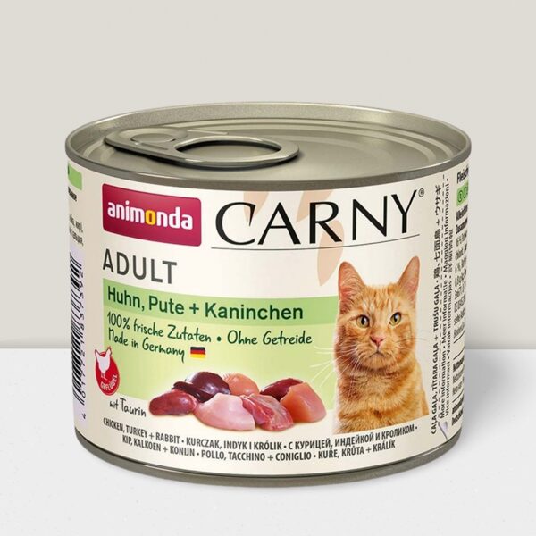 Animonda Carny Adult Chicken, Turkey + Rabbit , 200 g - konservi kaķiem ar vistu, tītaru un trusi