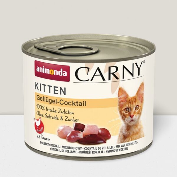 Animonda Carny Kitten 200 g (mājputnu kokteilis) - konservēta barība kaķēniem 