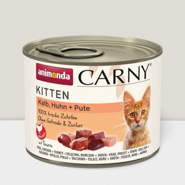 Animonda Carny KITTEN  200g (Teļš, vista, tītars) - konservi kaķēniem 