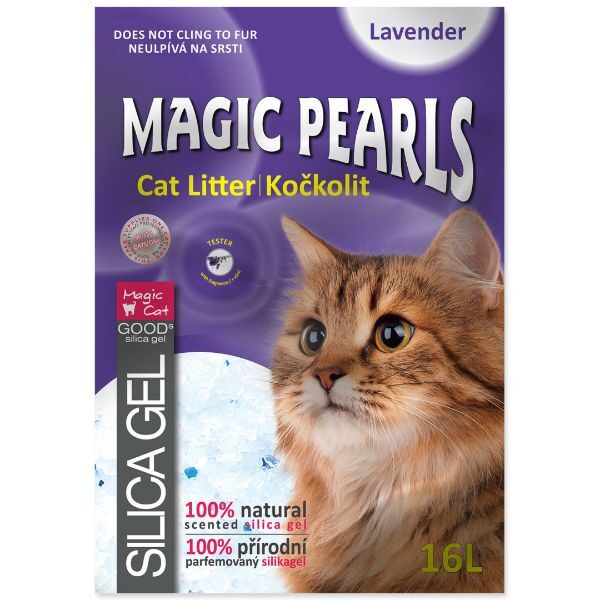Magic Pearls Lavender 16 L - silikona smiltis / pakaiši kaķu tualetei 