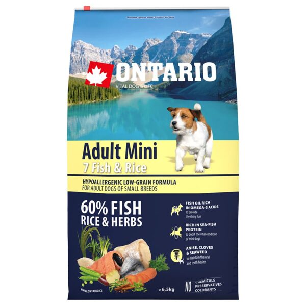 Ontario Dog Adult Mini Fish, Rice 6.5kg
