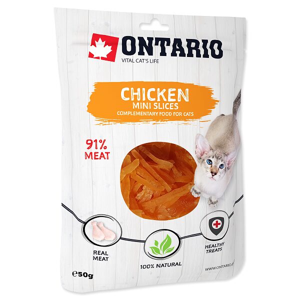 Papildbarība-gardums kaķiem - Ontario Cat Mini Chicken Slices 50g