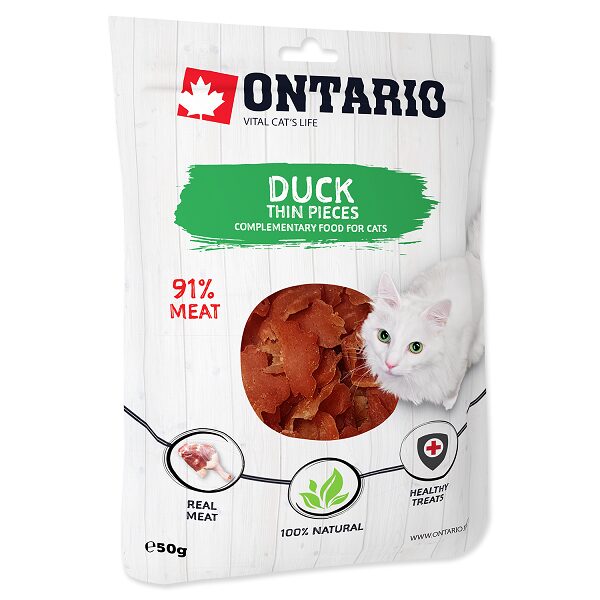 Papildbarība-gardums kaķiem - Ontario Cat Duck Thin Pieces 50g