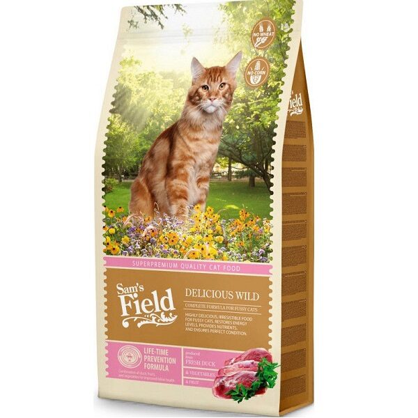 Сухой корм с уткой и курицей для кошек - Sam´s Field Duck and Chicken for Adult Cats 7.5kg.