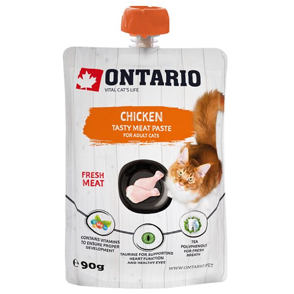 Лакомство для кошек – Ontario Chicken Fresh Meat Paste, 90 г