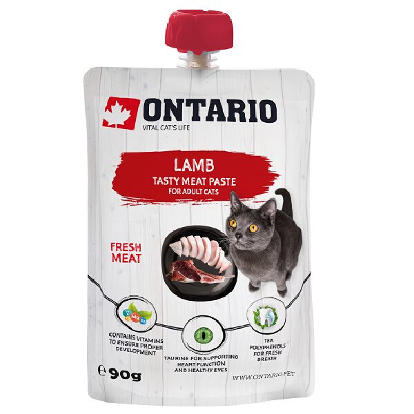 Лакомство для кошек – Ontario Lamb Fresh Meat Paste, 90 г