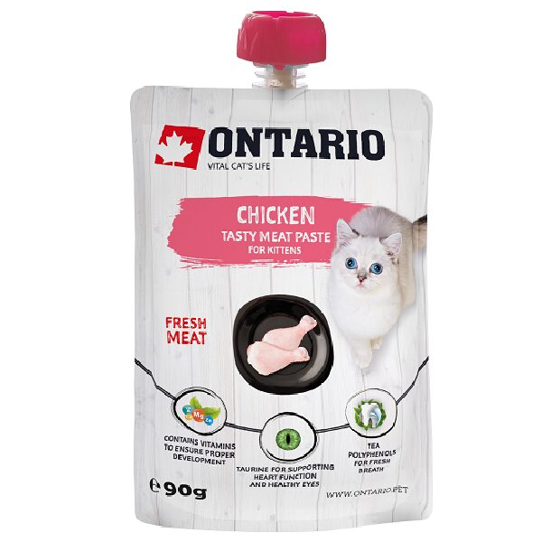 Лакомство для котят – Ontario Kitten Chicken Fresh Meat Paste, 90 г